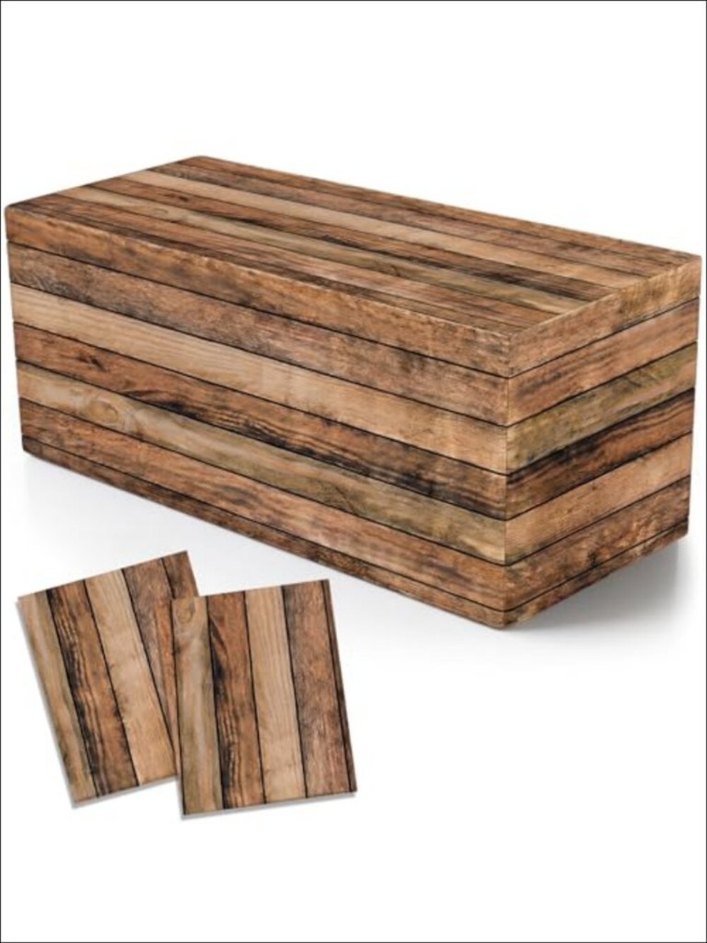 2 Pc Fitted Wooden Grain Table Cover 6 ft Polyester Rustic Washable